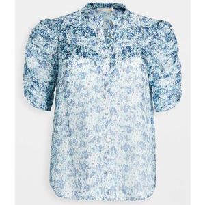 Shoshanna Terra Top Blue Breeze Floral Ruffle